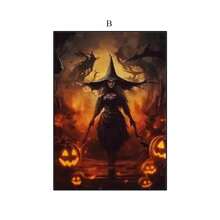 (帆布海报可选框架) 1 件哥特式魔法黑猫海报万圣节墙艺术帆布装饰海报家居房间，适用于家居装饰墙面装饰