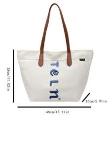 大容量时尚气质字母文艺帆布包，夏季新款时尚休闲风单肩包