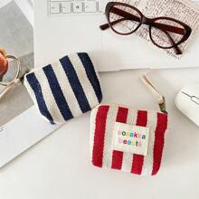 Striped Color-Blocking Makeup Bag Lipstick Pouch Coin Purse Travel Essentials For Vacation Summer Holiday Back To School School Stuff Bag For School Travel Bag For Women Makeup Bag For Travel
