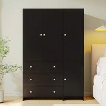 VOWNER 71" Large Wardrobe Closet With Mirror, Freestanding Bedroom Armoire With 3/6 Large Drawers & 2/4 Doors, Clothes Storage Organizer Cabinet For Bedroom, Gifts For Halloween & Thanksgiving - 黑色-47.3"寬 - 查看 9