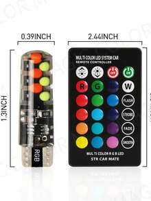 Multicolor RGB Pinch Type T10 LED Spotlights With Remote Control For Universal Car Motorcycle 12v Pair - Multicolor - View 5