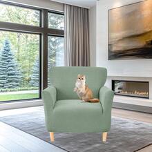 Local Delivery - Banquet Armchair Slipcover Printed Chair Covers With Arms Stretch Club Chair Slipcover Soft Armchair Sofa Covers Anti-Slip Furniture Protector For Dogs Pets Home Living Room Decor, 14 - T-jacquard Green - 查看 8