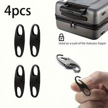 4 Packs Anti-Theft Zipper Clips – Secure Locking Zipper Pulls Replacement – Versatile Black Multi-Purpose Hooks – Double Opening Universal Connector