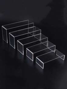 1Set 3/5 Pcs Acrylic Display Stands, Stackable Clear Acrylic Shelves- Display Shelf Riser For Collectibles, Figurine, Gemstone, Curio,Cupcake, Toys. Organize, Decor - Clear - View 13