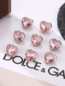 8 件 12 毫米多色心形金属纽扣，带玻璃水钻 - 衬衫、连衣裙和毛衣的时尚配饰 - 彩色 - 查看 20