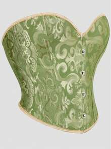 Tops cortos moldeadores sin costuras con estampado jacquard vintage para mujer, tops tipo corsé con soporte de busto sexy para fiesta de noche, boda y Halloween