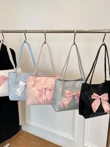 Cute Fairy Casual Large Bag 2025 New Niche Design Fashion Bow Woven Tote Shoulder Underarm Bag Women Tote Bags