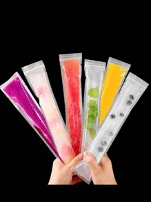 50Pcs-Long Ice Cream Bags For Vegetable/Juice, Puree, Ice Cream, Fruit Ice, Storage Bags That Can Be Sealed At Cold Temperatures, DIY Ice Cream Bags And Food Packaging Bags Gift Bags For Parties Kitchen, Disposable Lollipop Ice Bags Crushed Ice Ice Bags Self-Sealing Transparent Lollipop Ice Bags