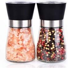 1pc Adjustable Ceramic Core Pepper & Sea Salt Grinder Set - Manual Spice Grinder, Seasoning Shaker Bottle, Suitable For Outdoor Camping, Tent Travel, Hiking, Barbecue And Home Kitchen - Battery-Free Portable Glass Kitchen Tool, Random Color