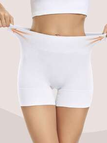 Women's Dress With Built-In Shorts, Seamless Smooth Shaping Shorts, Anti-Chafing Briefs - White - View 2