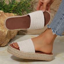 Sandals For Women Lightweight Bohemia Wedge Slide Beach Summer Casual - Màu be - Xem 10
