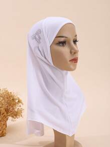1pc Kids/Girls Butterfly Rhinestone Decorated Hijab, Middle Eastern Ramadan Arab, Cute & Elegant, Breathable & Adjustable, Suitable For All Seasons, Ramadan Gift