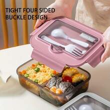 1pc, Fresh-Keeping Leak-Proof Double-Layer Lunch Box, Large Capacity, Microwave Friendly, Portable Meal Box For Work Or School, Nutritional Sub-Packaging, Goodbye Fast Food - Multicolor - View 8