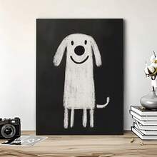 1张黑白狗狗帆布海报，无框，适合装饰客厅和卧室墙壁。送给她/他的完美节日礼物，墙面艺术装饰，适合房间装饰。无框 - 黑色 - 查看 2