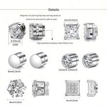 6 pares de pendientes de botón de acero inoxidable sin perforar, joyas para nariz sin perforar para mujeres y hombres, juego de pendientes de botón falsos sin perforar para oídos sensibles