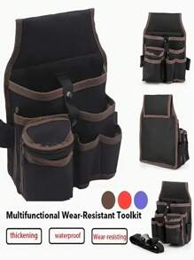 Multifunctional Canvas Tool Storage Bag, 1pc Black Multi,Belt Electrician Tool Kit, Drill Waist Bag, Wrench, Screwdriver, Hardware Tool Bag, Storage Bag,Non-Waterproof Utility Repair Bag For Electricians, Hand Washable,With Multiple Compartments For Organized Tool Storage,Repair Kit, Waist Pouch,Features Hammer, Drill, & Screw Holder, Tool Bag, Electrician Tools.