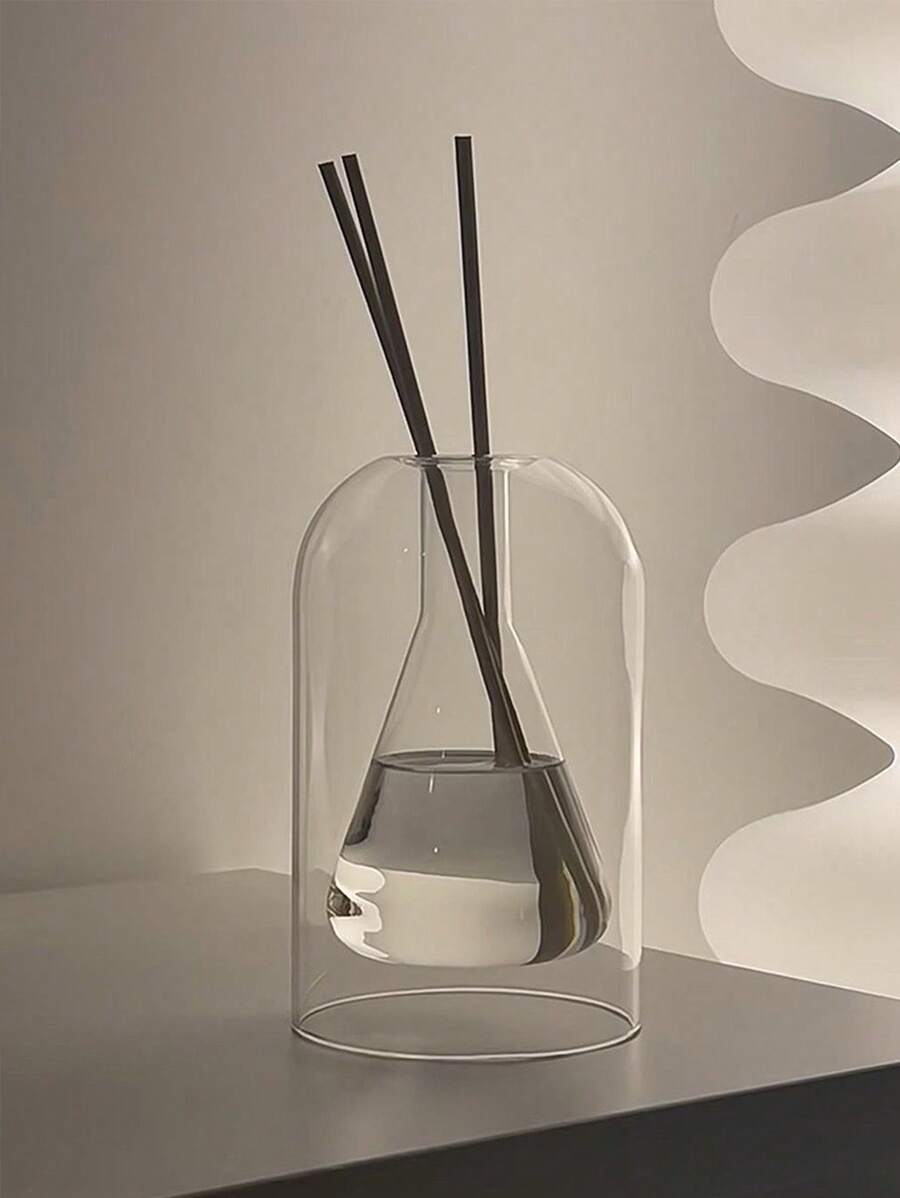 1 Peça Garrafa de Vidro Difusor de Aromaterapia de Camada Dupla, Decoração Doméstica, Difusor de Aromaterapia, Decoração Moderna de Casamento, Vaso Hidropônico de Flores, Recipiente de Vidro Artesanato Ornamento