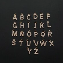 Custom Dangle Letters Name Necklace | Personalized Letter Initial Necklace With Diamond | Personalized Bling Druzy Heart Dangle Initials Necklaces - Multicolor - View 9