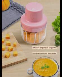 Picadora de ajo eléctrica para uso doméstico triturador de vegetales cocina rápida eficiente diseño compacto fácil de usar accesorio hogar herramienta práctica ahorro tiempo - Rosa - Ver 2
