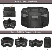 Dog Playpen Portable Pet Play Pens For Small Dog/Cat/Rabbit/Chicks, Cat Playpen Indoor/Outdoor With Carring Case, Removable Zipper Top And Bottom (Black, Medium (36"X36"X20"), 8) - 黑色 - 查看 5