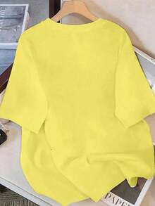 CAMISETA DE DAMA CON ESTAMPADO CARITA FELI MINI PARA ESTE VERANO IDEAL PARA GYM O CASUAL - Amarillo - Ver 2