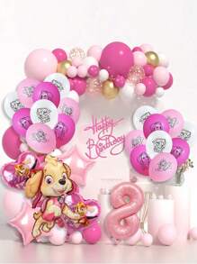 Paw Patrol Kleine Hund Alltagsballon aus Aluminiumfolie, Latexballons, Folienballons zum Zählen, Geburtstagsdekoration, Feier-Geburtstags-Ballonkombination, perfektes Geburtstaggeschenk, Party Wand Dekorationsballonset, Festivalparty, Schulanfang, Thanksgiving, Weihnachts Veranstaltungsdekoration Ballons