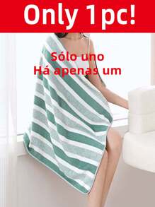 1pc Bath Towel / 6pcs Set [3pcs Hand Towel + 3pcs Bath Towel] Striped & Solid Color Combo, Made Of Super Soft Coral Fleece, Absorbent Quick Dry, Skin-Friendly, Fade & Shed Resistant, Ideal For Daily Bathing, Bathroom, Kitchen, Swimming Pool, Beach, Travel, SPA, Pet Use, Gift-Giving, 13.78x29.53inch/35x75cm, 27.56x55.12inch/70x140cm Back To School For Beauty Salon Home Bathroom