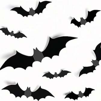 Redreo Halloween Decoratie 3D Vleermuis Muurstickers 28 Stuks In 4 Verschillende Maten, Verwijderbare Vleermuis DIY Halloween Feest Accessoires Voor Binnen- En Buitengebruik Kamerdecoratie Muurdecoratie