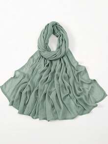 1条女士宽檐真丝围巾，时尚透气长围巾，防晒头巾，舒适百搭，适合日常佩戴、海滩度假等场合 - 寬邊頭巾 - 查看 15