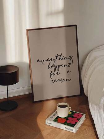 1PC Inspirational Quote Oil Painting Art - "Everything Happens For A Reason" - Modern Minimalist Wall Decor For Living Room, Bedroom, Kitchen, Office, Coffee Shop, Dorm Room, Hallway - Positive Mindset Poster, Unframed, White Background With Black Letters, Indoor Vertical Wall Art, Interior Decor | Minimalist Design