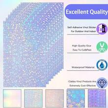 36 Sheets A4 Holographic Paper Sticker Transparent Waterproof Self Adhesive Film 11.X 8.3 Inches (Gem,, Colorful,) - 寶石,彩虹,斑點,星星,雪花,心形 - 查看 4