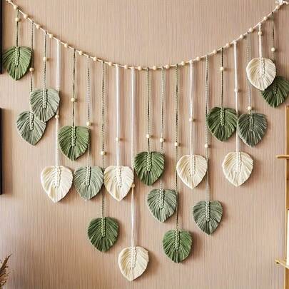 Bohemian Macrame Leaf Wall Hanging. Ideal For Bedroom, Kitchen, Dining & Bathroom Decor With Its Bohemian - Rustic Style. A Perfect Gift For Mom.