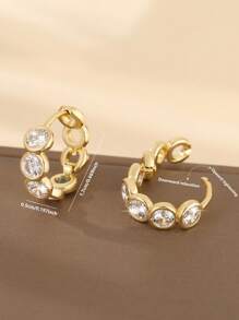 1 Pair Fashionable Copper Hollow Geometric Hoop Earrings, Vintage Elegant Gift For Women, Birthday/Date