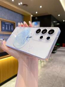 1 Stück blaue Schleifen Kristall Apfel Muster transparente TPU Handyhülle, stoßfest, kratzfest, fingerabdruckfest, mit Kameralinzenschutz, kompatibel mit Apple, Nothing, Pixel, INFINIX, Redmi