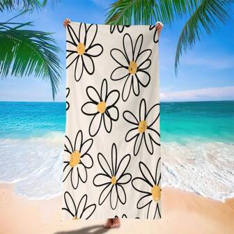 1pc Ultrafine Fiber Sand Resistant Oversized Daisy Beach Towel Soft Lightweight Quick Dry Large Bath Blanket For Pool Travel Sports Picnic Camping Yoga Spa Swimming Outdoor Accessory Holiday Gift Beach Towel