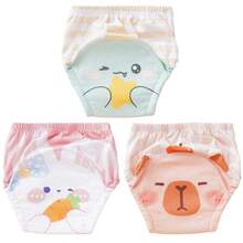 5pcs/Pack Baby Washable Potty Training Pants With Printed Patterns, Reusable Baby Underwear For Toilet Training, Suitable For Newborn, Toddler Boys And Girls