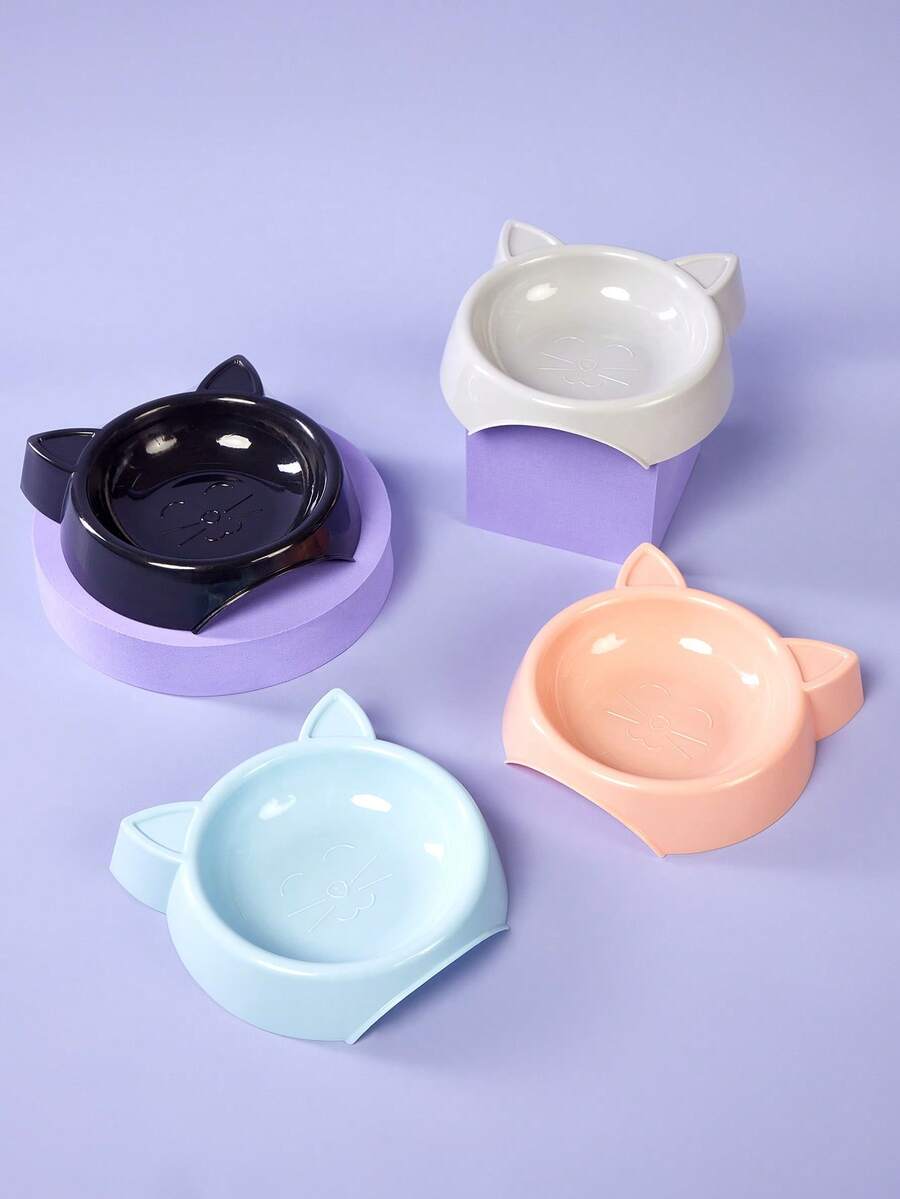 PETSIN 1 pezzo Ciotola rotonda a forma di gatto per animali domestici realizzata in materiale PP, ciotola per alimentazione e bevuta per cani e gatti antiscivolo e anti-ribaltamento, adatta per l'uso interno