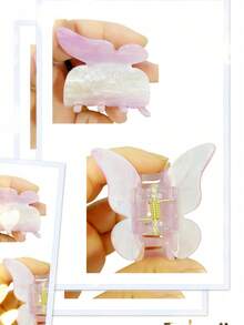 1 件蝴蝶动物印花可爱优雅亚克力发夹，发爪，通勤百搭，春夏秋冬，5 厘米中号立体蝴蝶发夹时尚发饰动物爪夹