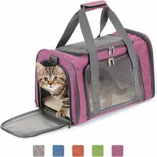 Transportín para mascotas, color rosa, transportín blando para gatos y perros, bolsa para viajar - Rosa Fucsia - Ver 10