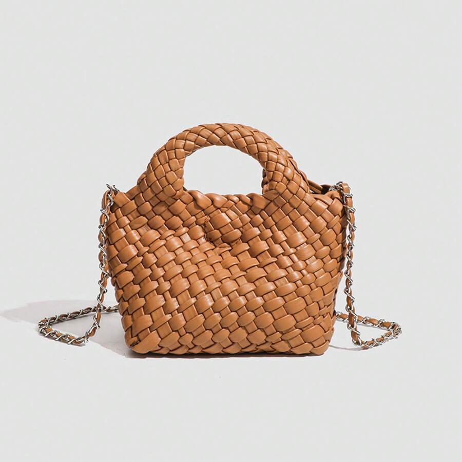 Cross-Border   Hot-Selling Woven Basket Bucket Bag 2025 New Chain Shoulder Handbag