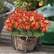 2 Pcs Artificial Geranium Flowers For Outdoors Silk Geraniums Flowers Outdoor Orange Geranium Bush Faux Flowers Geraniums For Outdoor Decor Indoor Garden Patio Grave Cemetary Table Centerpiece - Orange - View 9