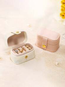 1 件，便携式迷你戒指盒，女士珠宝盒，PU 皮革项链珠宝展示盒，简易家居珠宝收纳盒，旅行收纳盒，精致迷你，耳环，珠宝，收纳盒，耳环，收纳盒，耳环，戒指，项链，手链收纳盒，返校必备品，难忘的节日礼物，伴娘礼物，迷你展示收纳盒，礼品包装盒，旅行必需品，母亲节礼物