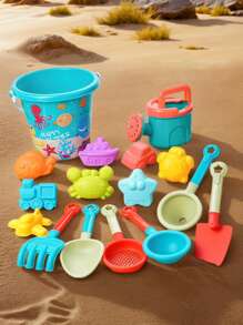 16 stuks zomer buiten strand speelgoed set (schep, ), cartoon intellectuele bad speelset, emmer voor kinderen