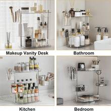 Giá đựng mỹ phẩm xoay 360 độ, giá đựng đồ chăm sóc da nhiều tầng, 4 khay xoay, giá đựng nước hoa để bàn phòng tắm, giá đựng đồ dùng nhà bếp kiểu Lazy Susan. - Trong sáng - Xem 9