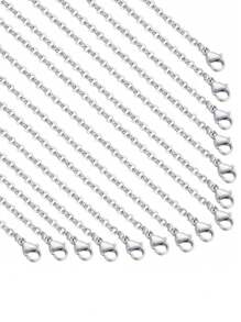 10pcs Stainless Steel O-Ring Chain Set, Suitable For DIY Jewelry Making, Necklace Extension, Self-Matching Accessory Set