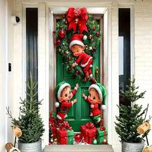 2D 门横幅 1 2D 门横幅圣诞精灵聚酯门挂横幅，多用途节日装饰，适合一般用途和圣诞派对装饰派对横幅 - 彩色 - 查看 2