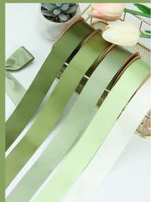 5 Rolls Matcha Green Floral Gift Wrapping Ribbons, Suitable For Wedding Decorations, Bows, Birthday, Valentine's Day Gifts, Cake Baking Packaging, Back To School, Graduation, Birthday, Holiday Party Decorations - Matcha Color - View 2