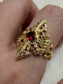 1pc Gothic Cross Ring, Medieval Punk Open Adjustable Black Ring, Motorcycle Club Jewelry Accessory Gift - Ring - View 10