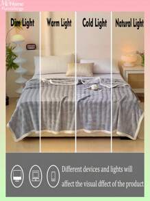 1 pieza Manta suave con borde de felpa de microporo de color gris claro, manta felpuda de franela cálida para niños, niñas, estudiantes, hogar, oficina, dormitorio, viajes y camping, para todas las estaciones