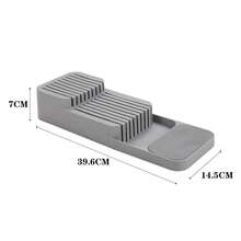 39*13CM Compact Cutlery Storage Utensil, Knife Drawer Organizer, Plastic Tray Utensil Rack Kitchen Storage, Kitchen Organisation(The Knife Is Not Include) - Grey - View 3